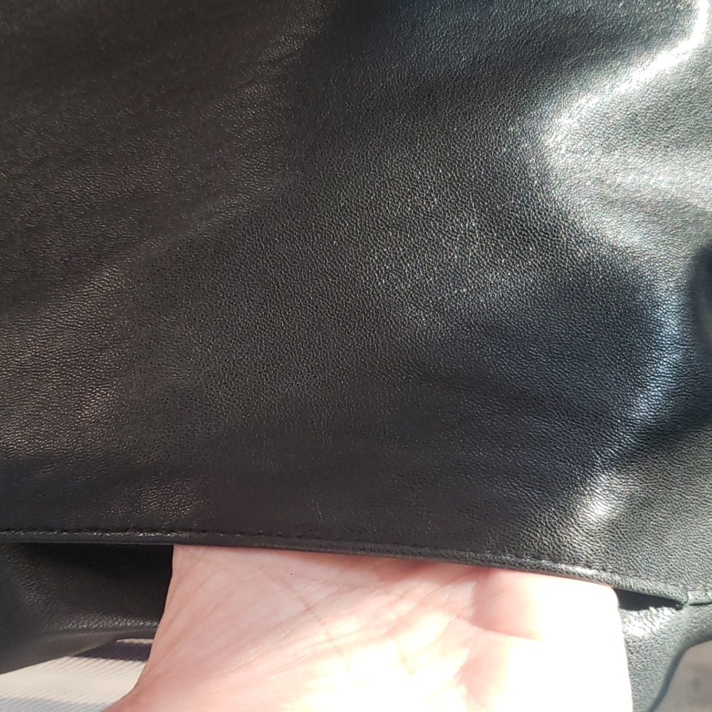 Alfani Outerwear Womens M Black Buttery Soft Pieced Leather Button-Front Coat - Picture 4 of 8